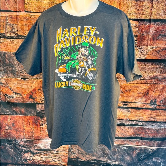 Harley-Davidson Black Tee with Green Motorcycle Graphic - Picture 3 of 13